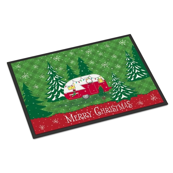 Carolines Treasures 24 x 36 in. Christmas Vintage Glamping Trailer Indoor or Outdoor Mat VHA3018JMAT - main